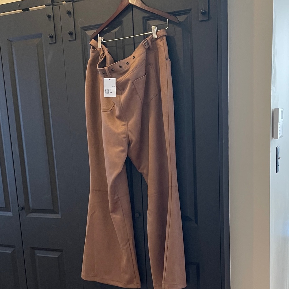 NWT...Forever 21 Brown Boot Cut Suede-Look Pants - Picture 2 of 12